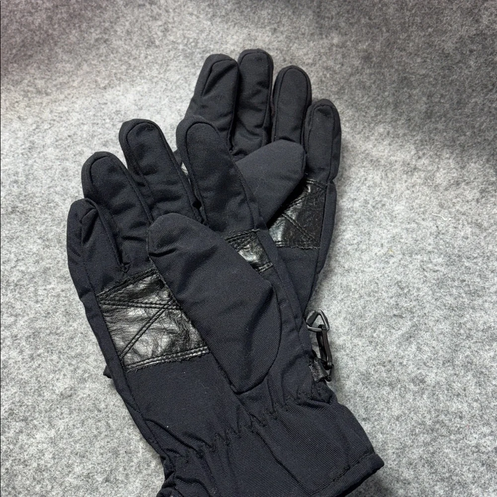 Columbia Black leather palm Insulated fleece lined Gloves small